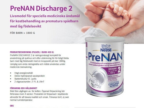 Produktblad PreNAN Discharge 2