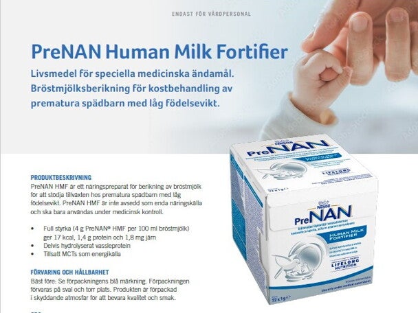 Produktblad PreNAN Human Milk Fortifier