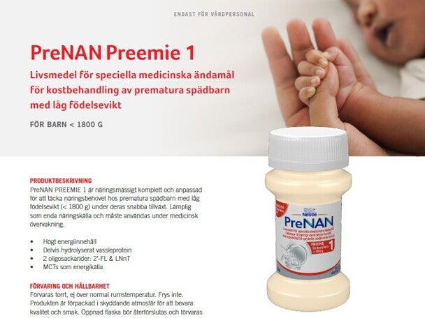 Produktblad PreNAN Preemie 1
