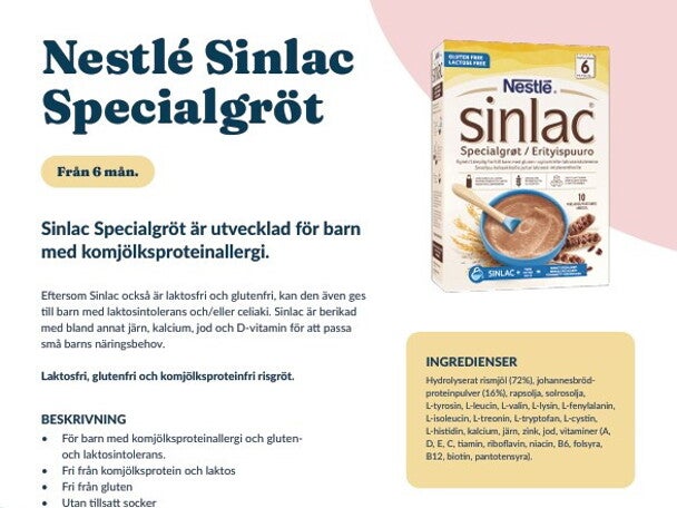Sinlac specialgröt informationsblad