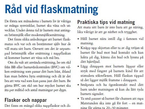 Råd vid flaskmatning