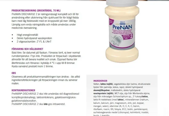 Produktblad PreNAN 2 Discharge 