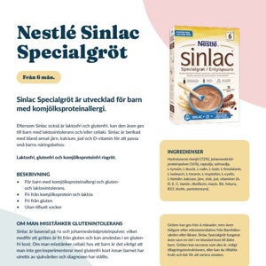 Sinlac specialgröt informationsblad